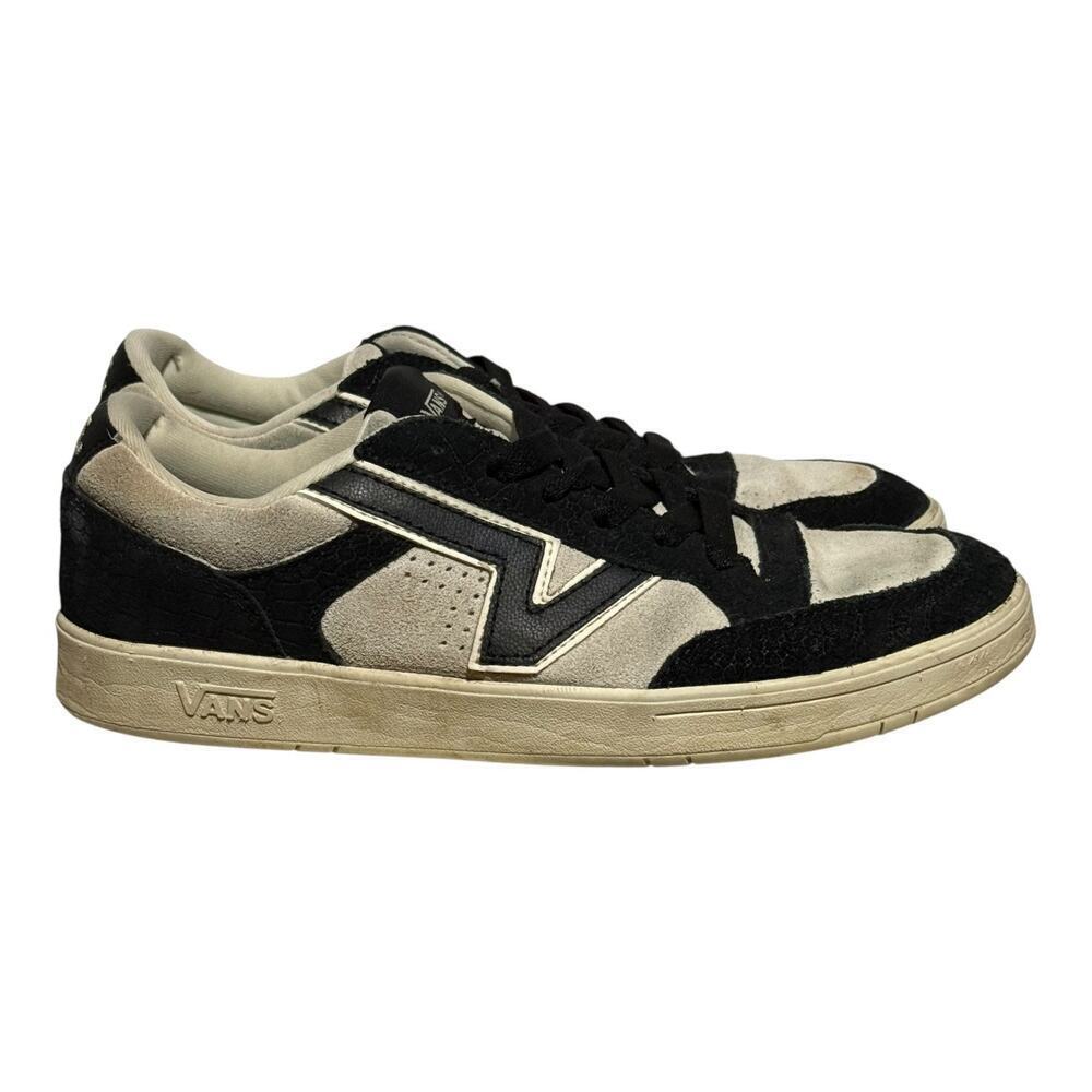 Vans Lowland CC Black White Suede Leather Skate Shoes Men's Size 9.5